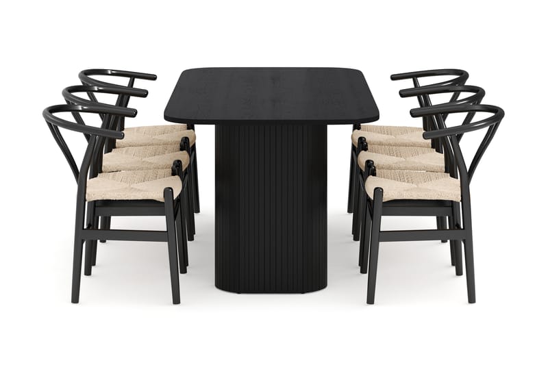 Kopparbo Matgruppe 160 cm med 6 Dezuid Spisestol - Svart - Møbler - Bord - Spisegruppe