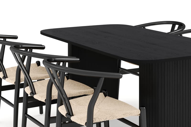 Kopparbo Matgruppe 160 cm med 6 Dezuid Spisestol - Svart - Møbler - Bord - Spisegruppe