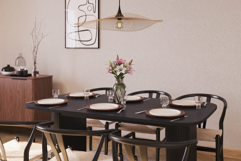 Kopparbo Matgruppe 160 cm med 6 Dezuid Spisestol - Svart - Møbler - Bord - Spisegruppe