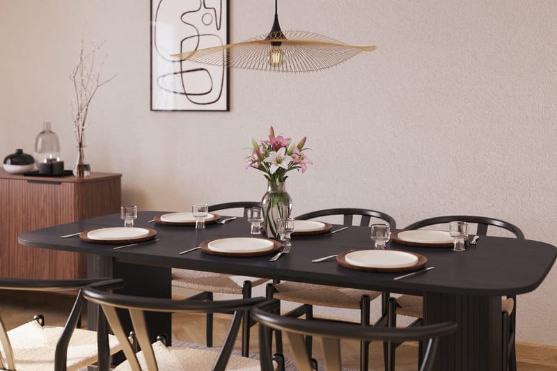 Kopparbo Matgruppe 200 cm med 6 Dastoori Spisestol - Svart - Møbler - Bord - Spisegruppe