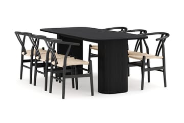 Kopparbo Matgruppe 200 cm med 6 Dastoori Spisestol - Svart - Møbler - Bord - Spisegruppe