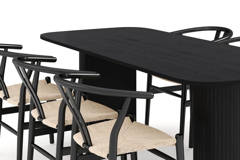 Kopparbo Matgruppe 200 cm med 6 Dastoori Spisestol - Svart - Møbler - Bord - Spisegruppe