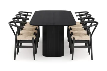 Kopparbo Matgruppe 240 cm med 8 Dastoori Spisestol - Svart - Møbler - Bord - Spisegruppe