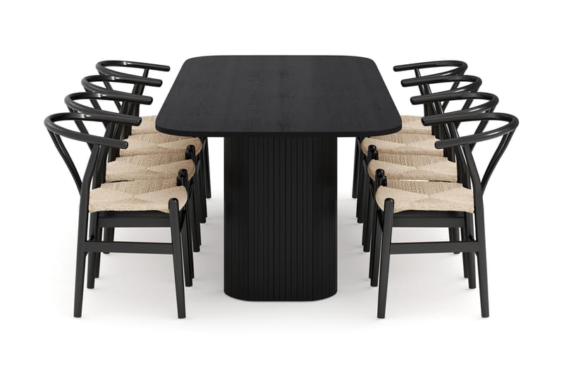 Kopparbo Matgruppe 240 cm med 8 Dastoori Spisestol - Svart - Møbler - Bord - Spisegruppe