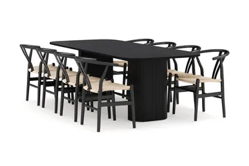 Kopparbo Matgruppe 240 cm med 8 Dastoori Spisestol - Svart - Møbler - Bord - Spisegruppe