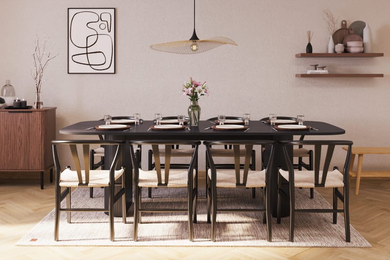 Kopparbo Matgruppe 240 cm med 8 Dastoori Spisestol - Svart - Møbler - Bord - Spisegruppe