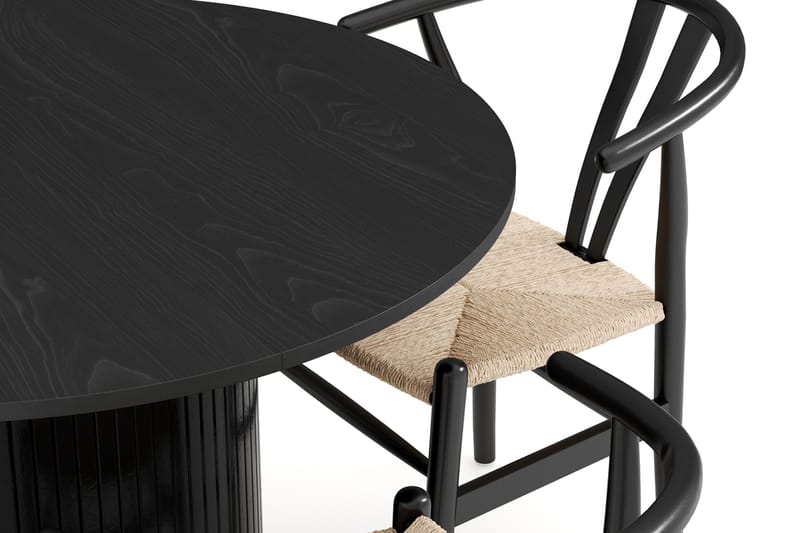 Kopparbo Matgruppe forlengelsesbart 106-156 cm Rund med 4 Dastoori Spisestol - Svart - Møbler - Bord - Spisegruppe
