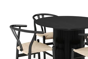 Kopparbo Matgruppe forlengelsesbart 106-156 cm Rund med 4 Dastoori Spisestol - Svart - Møbler - Bord - Spisegruppe