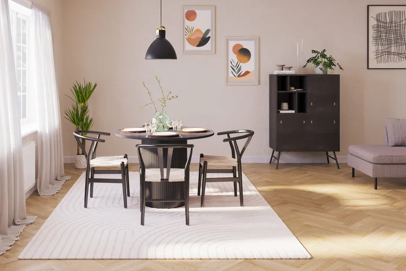 Kopparbo Matgruppe forlengelsesbart 106-156 cm Rund med 4 Dastoori Spisestol - Svart - Møbler - Bord - Spisegruppe