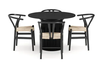 Kopparbo Matgruppe forlengelsesbart 106-156 cm Rund med 4 Dastoori Spisestol - Svart - Møbler - Bord - Spisegruppe