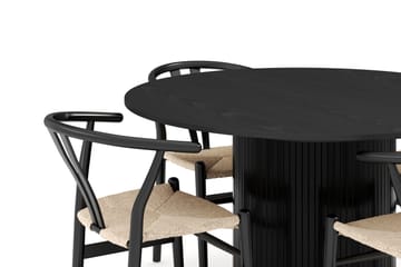Kopparbo Matgruppe forlengelsesbart 130-180 cm Rund med 4 Dastoori Spisestol - Svart - Møbler - Bord - Spisegruppe
