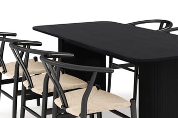 Kopparbo Matgruppe forlengelsesbart 180-240 cm med 6 Dastoori Spisestol - Svart - Møbler - Bord - Spisegruppe