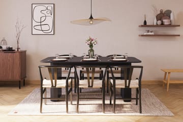 Kopparbo Matgruppe forlengelsesbart 180-240 cm med 6 Dastoori Spisestol - Svart - Møbler - Bord - Spisegruppe