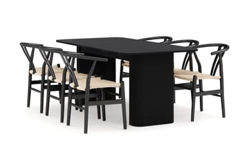 Kopparbo Matgruppe forlengelsesbart 180-240 cm med 6 Dastoori Spisestol - Svart - Møbler - Bord - Spisegruppe