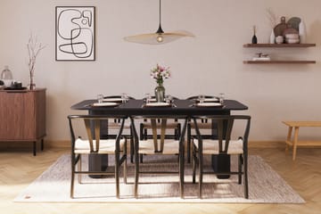 Kopparbo Matgruppe forlengelsesbart 180-240 cm med 6 Dezuid Spisestol - Svart - Møbler - Bord - Spisegruppe