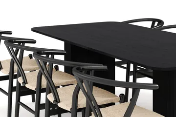 Kopparbo Matgruppe forlengelsesbart 200-260 cm med 8 Dastoori Spisestol - Svart - Møbler - Bord - Spisegruppe