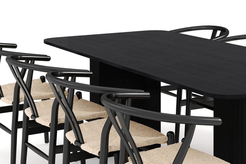 Kopparbo Matgruppe forlengelsesbart 200-260 cm med 8 Dastoori Spisestol - Svart - Møbler - Bord - Spisegruppe