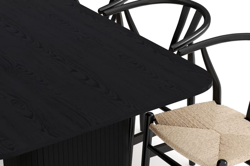 Kopparbo Matgruppe forlengelsesbart 200-260 cm med 8 Dastoori Spisestol - Svart - Møbler - Bord - Spisegruppe