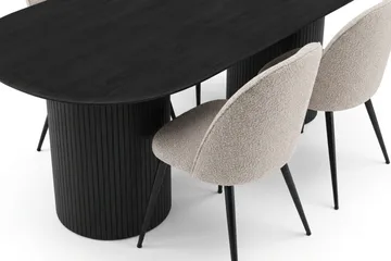 Kopparbo oval spisegruppe 220 cm med 6 Nibe Plus spisestoler - Svartlasert eik - Møbler - Bord - Spisegruppe