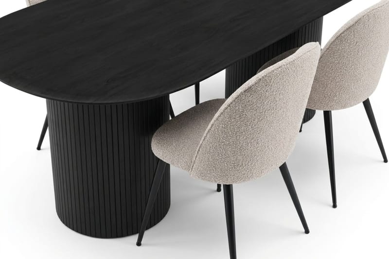 Kopparbo oval spisegruppe 220 cm med 6 Nibe Plus spisestoler - Svartlasert eik - Møbler - Bord - Spisegruppe