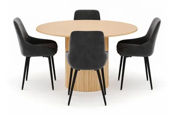 Kopparbo Rund Spisegruppe 130-150 cm 4 Alsarp Spisestoler - Naturell - Møbler - Bord - Spisegruppe