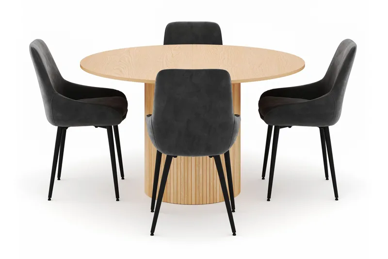 Kopparbo Rund Spisegruppe 130-150 cm 4 Alsarp Spisestoler - Naturell - Møbler - Bord - Spisegruppe