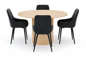 Kopparbo Rund Spisegruppe 130-150 cm 4 Alsarp Spisestoler - Naturell - Møbler - Bord - Spisegruppe