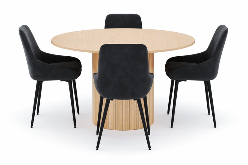 Kopparbo Rund Spisegruppe 130-150 cm 4 Alsarp Spisestoler - Naturell - Møbler - Bord - Spisegruppe