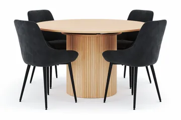 Kopparbo Rund Spisegruppe 130-150 cm 4 Alsarp Spisestoler - Naturell - Møbler - Bord - Spisegruppe