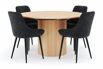 Kopparbo Rund Spisegruppe 130-150 cm 4 Alsarp Spisestoler - Naturell - Møbler - Bord - Spisegruppe