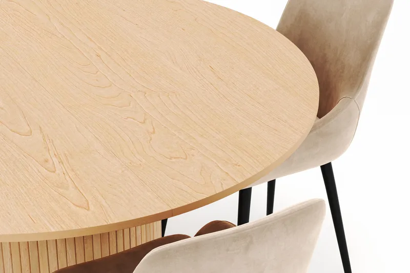 Kopparbo Rund Spisegruppe 130-150 cm 4 Alsarp Spisestoler - Naturell - Møbler - Bord - Spisegruppe