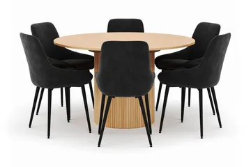 Kopparbo Rund Spisegruppe 130-150 cm 6 Alsarp Spisestoler - Naturell - Møbler - Bord - Spisegruppe