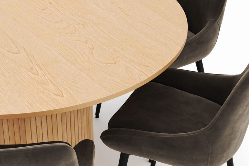Kopparbo Rund Spisegruppe 130-150 cm 6 Alsarp Spisestoler - Naturell - Møbler - Bord - Spisegruppe