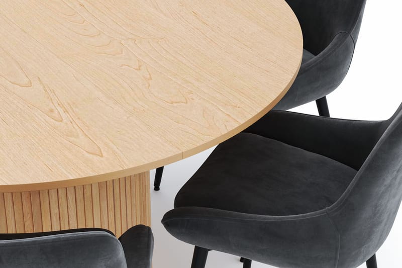 Kopparbo Rund Spisegruppe 130-150 cm 6 Alsarp Spisestoler - Naturell - Møbler - Bord - Spisegruppe