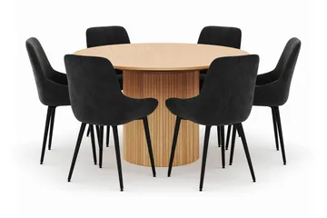 Kopparbo Rund Spisegruppe 130-150 cm 6 Alsarp Spisestoler - Naturell - Møbler - Bord - Spisegruppe