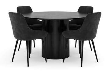 Kopparbo Rund Spisegruppe 130 cm 4 Alsarp Spisestoler - Svart - Møbler - Bord - Spisegruppe