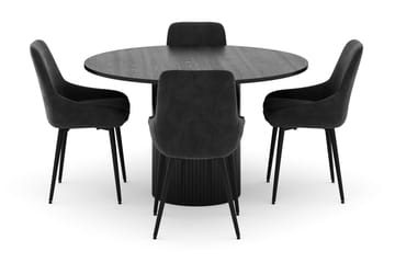 Kopparbo Rund Spisegruppe 130 cm 4 Alsarp Spisestoler - Svart - Møbler - Bord - Spisegruppe