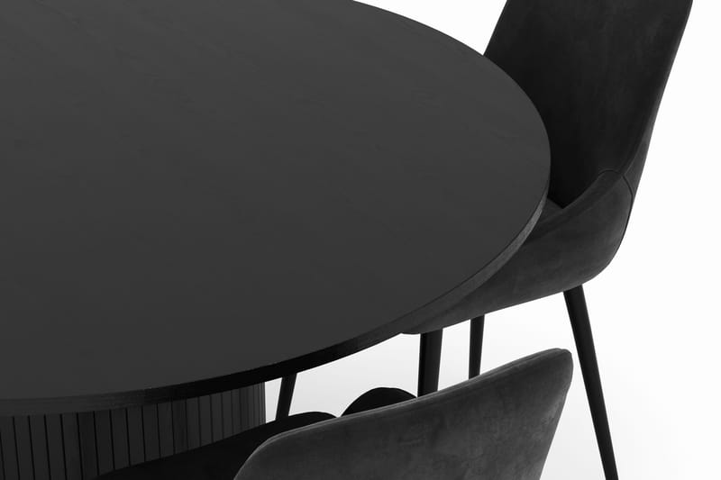 Kopparbo Rund Spisegruppe 130 cm 4 Alsarp Spisestoler - Svart - Møbler - Bord - Spisegruppe