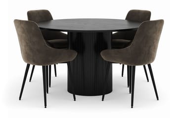 Kopparbo Rund Spisegruppe 130 cm 4 Alsarp Spisestoler - Svart - Møbler - Bord - Spisegruppe