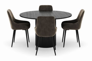 Kopparbo Rund Spisegruppe 130 cm 4 Alsarp Spisestoler - Svart - Møbler - Bord - Spisegruppe