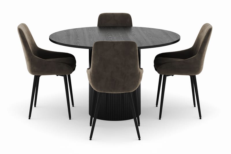 Kopparbo Rund Spisegruppe 130 cm 4 Alsarp Spisestoler - Svart - Møbler - Bord - Spisegruppe