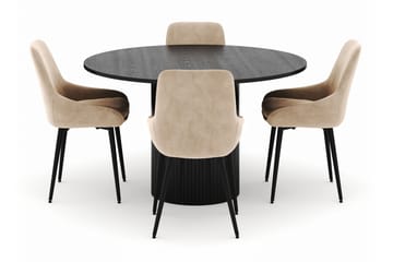 Kopparbo Rund Spisegruppe 130 cm 4 Alsarp Spisestoler - Svart - Møbler - Bord - Spisegruppe
