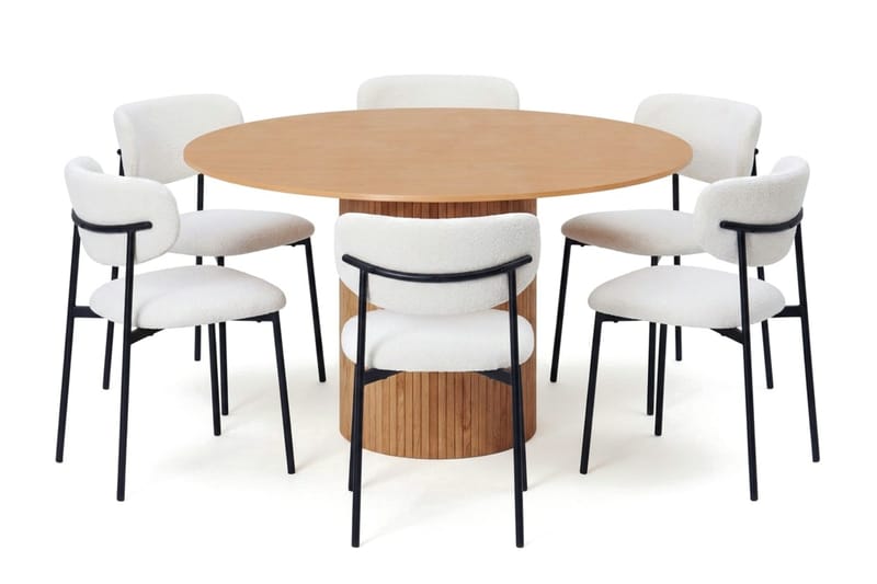 Kopparbo rund spisegruppe 130 cm eik med 6 Lucy-spisestoler - Eik - Møbler - Bord - Spisegruppe