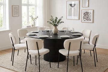Kopparbo rund spisegruppe 180 cm svart med 8 Gemmiano-spisestoler - Svartbeiset eik - Møbler - Bord - Spisegruppe