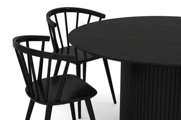 Kopparbo rund spisegruppe 180 cm svart med 8 Tyrö-spisestoler - Svartbeiset eik - Møbler - Bord - Spisegruppe