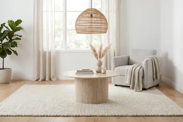 Kopparbo rundt sofabord 85 cm med tynn bordplate - Travertin - Møbler - Bord - Sofabord & salongbord