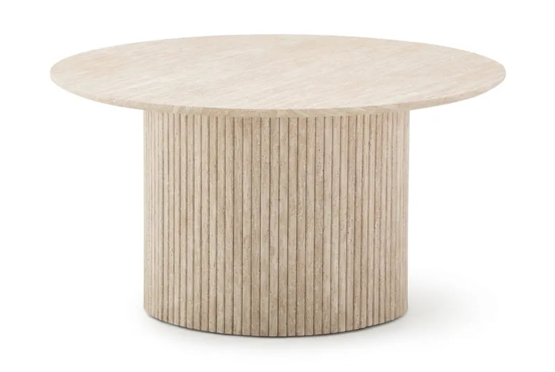 Kopparbo rundt sofabord 85 cm med tynn bordplate, Travertin