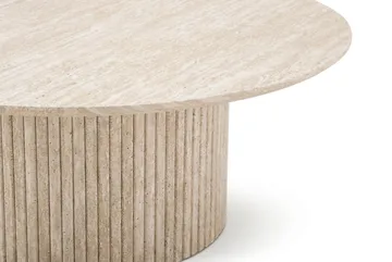 Kopparbo rundt sofabord 85 cm med tynn bordplate - Travertin - Møbler - Bord - Sofabord & salongbord