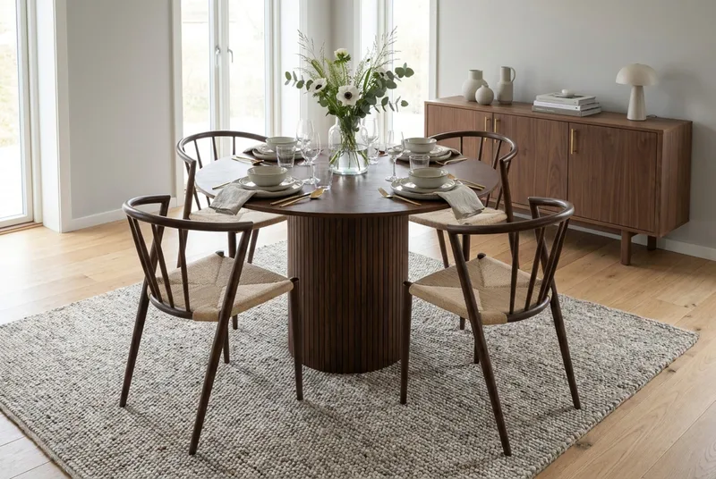 Kopparbo rundt spisebord 110 cm finér - Valnøtt - Møbler - Bord - Spisebord & kjøkkenbord