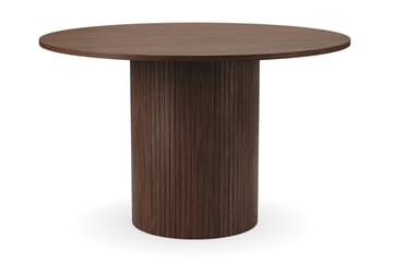 Kopparbo Rundt Spisebord 120 cm for 6 personer med 4 Lucy Spisestoler - Mørkebrun / Hvit Bouclé / Metallben Svart - Møbler - Bord - Spisegruppe